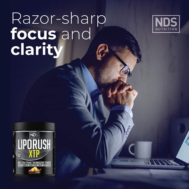 LIPORUSH NDS Nutrition XTP Thermogenic Fat Burner with L-Carnitine - Energy, Focus, and Appetite Control - Extreme Thermogenic Fat Burning Powder Weight Loss - Strawberry Lemonade (45 Servings)