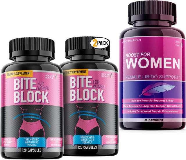 Women'S Wellness Bundle: Weight Loss Pills for Bloating & Carb Blocking (2-Pack) Mood & Desire Enhancer - Hormonal Balance & Intimacy Support