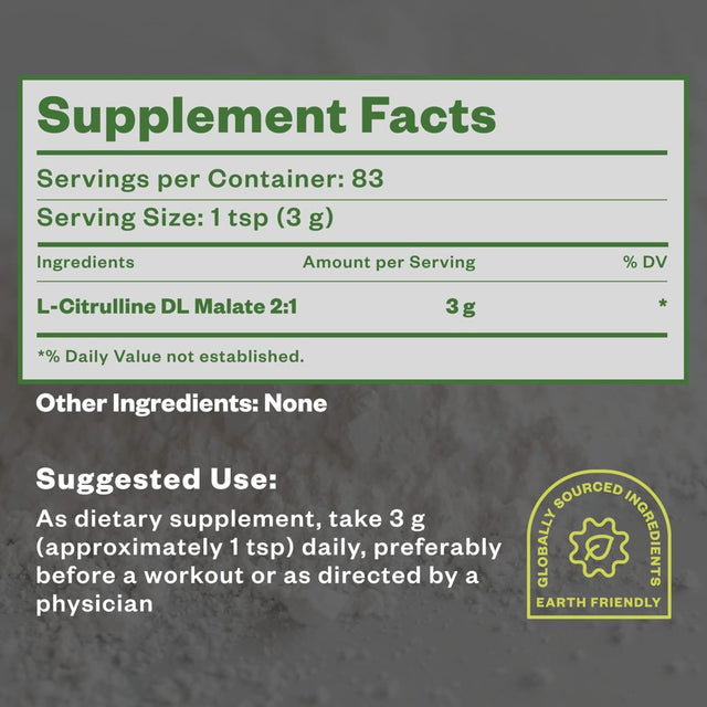 Purisure Citrulline Malate 2:1 Powder, Muscle Recovery & Nitric Oxide Booster, 84 Servings