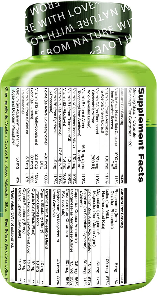 NATURELO One Daily Multivitamin for Male Supplement to Boost Energy 120 Capsule