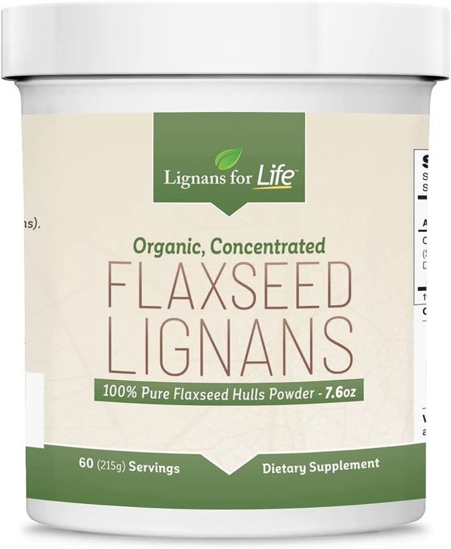 Lignans for Life Flaxseed Hulls Bulk Powder, 60 Servings - USDA Certified Organic Flaxseed