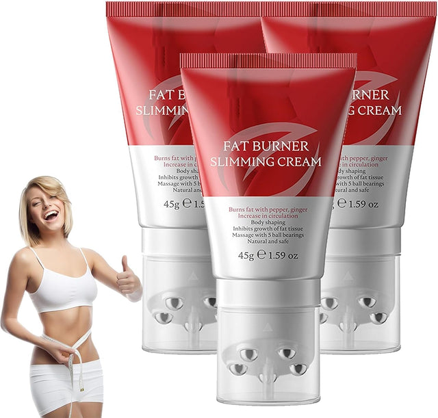 Magnetic Therapy Ginseng Warm Sculpting Roller, Fat Burning Cream, Hot Cream for Belly Fat Burner and Tightening, Lose Weight Fast for Women Belly Fat (3 PCS)