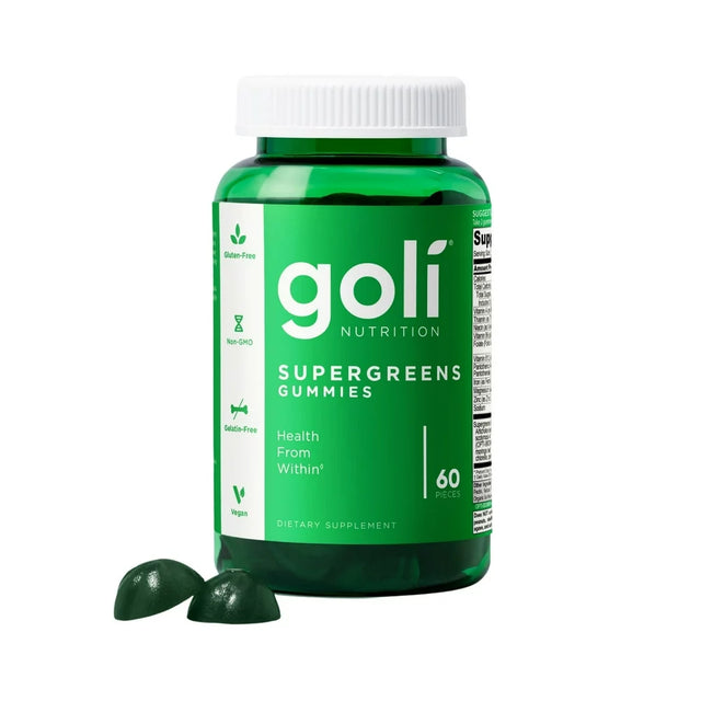 Goli Nutrition Supergreens Gummies, Super Green and Probiotic Blend Dietary Supplement, 60 Count