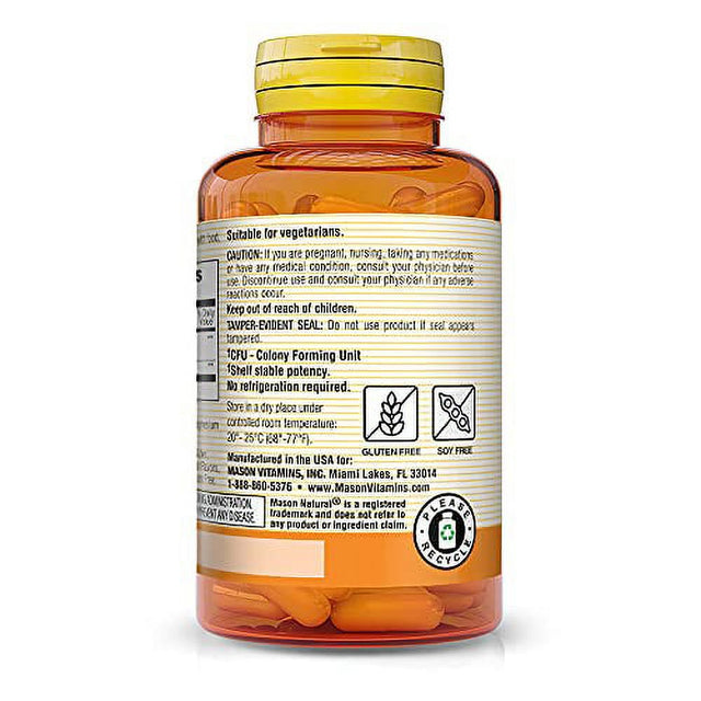 Mason Natural Probiotic with Prebiotic - Dual Action Formula, Healthy Digestive Function, Improved Gut Health, 40 Veggie Caps