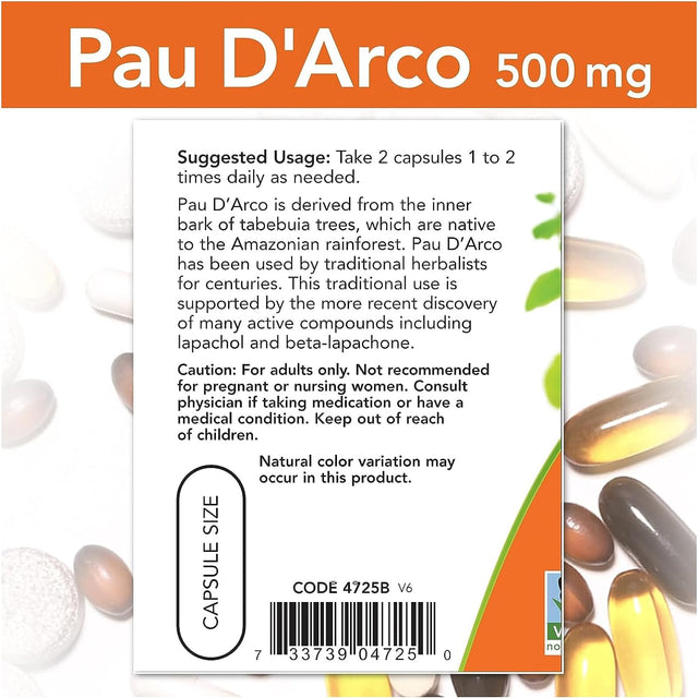 Now Foods PAU D'Arco 500Mg, 100 CT