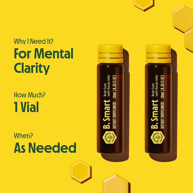 Beekeeper'S Naturals B.Smart Brain Fuel, Memory and Focus Liquid Vials, 3-Pack