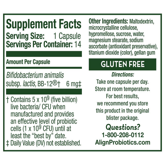 Align Probiotic Gut Health and Immunity Capsules, Unisex Daily Probiotic Supplement, 14 Ct