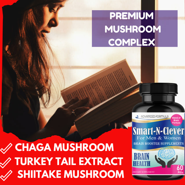 Smart-N-Clever Adult Brain Health Supplement- 60 Pills Memory Booster for Mind Focus - Brain Booster Pills for Concentration Improve Brain Function for Men and Women