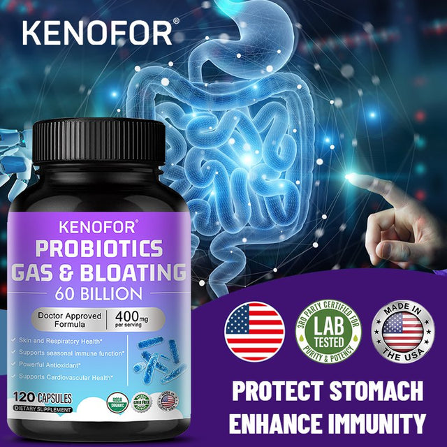 KENOFOR Probiotic Capsules with Lactobacillus Acidophilus, Powerful Antioxidants to Support Skin, Cardiovascular, Digestive, Immune and Respiratory Health