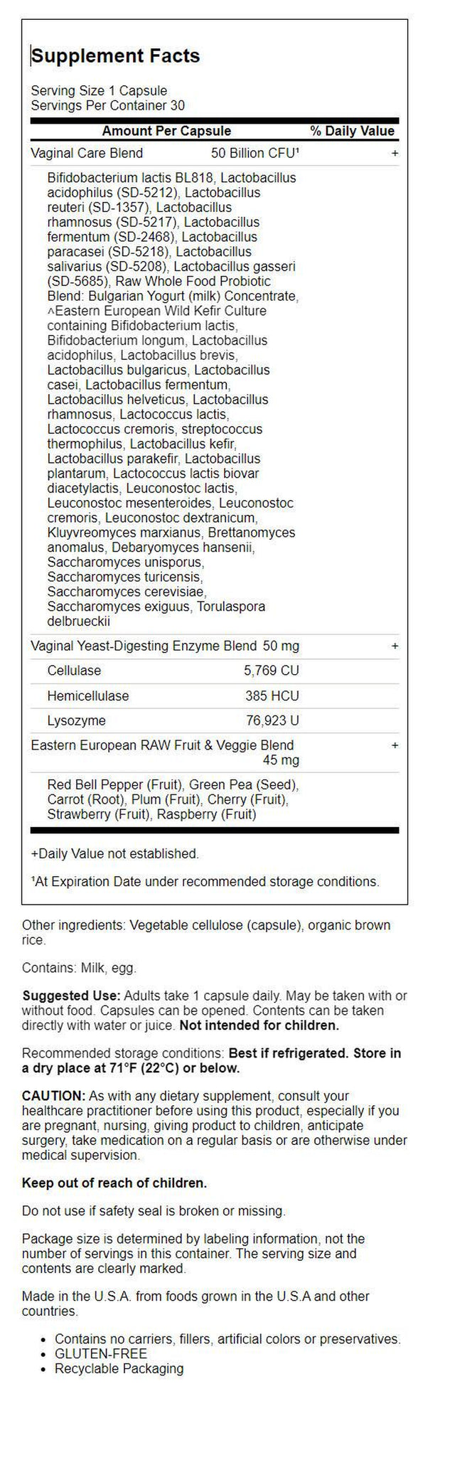 Garden of Life Probiotic Supplements, 1 Capsule per Serving, 30 Count