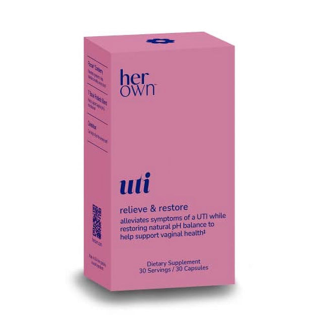 Her Own UTI, Helps Restore Ph Balance, Supports Vaginal Flora and Balance, Promotes Urinary Health, 7 Strain Probiotic Blend, Shelf Stable, Gluten and Soy Free, Vegan, 30 Capsules, 30 Servings