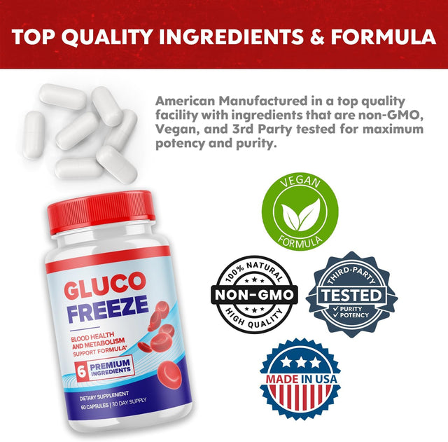 (2 Pack) Gluco Freeze Pills - Pills for Blood Advanced Formula - Gluco Freeze Capsules Blood Support Supplement (120 Capsules)