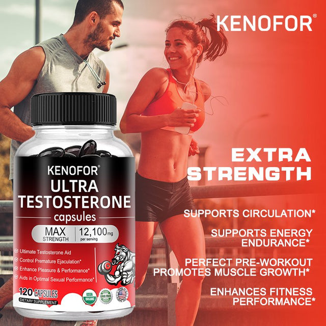 KENOFOR Ultra Testosterone Softgels - 12,100 Mg per Serving - the Ultimate Testosterone Booster to Support Endurance, Muscle, and Energy