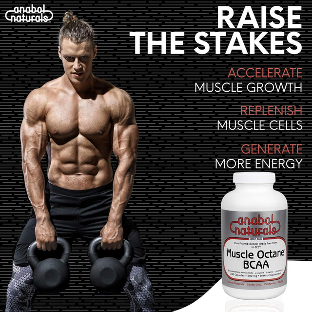 Muscle Octane Bcaas Amino Acids 500 Capsules – Free Form Workout Supplement with L-Leucine, L-Valine and L-Isoleucine for Body Building Performance, Energy and Muscle Recovery