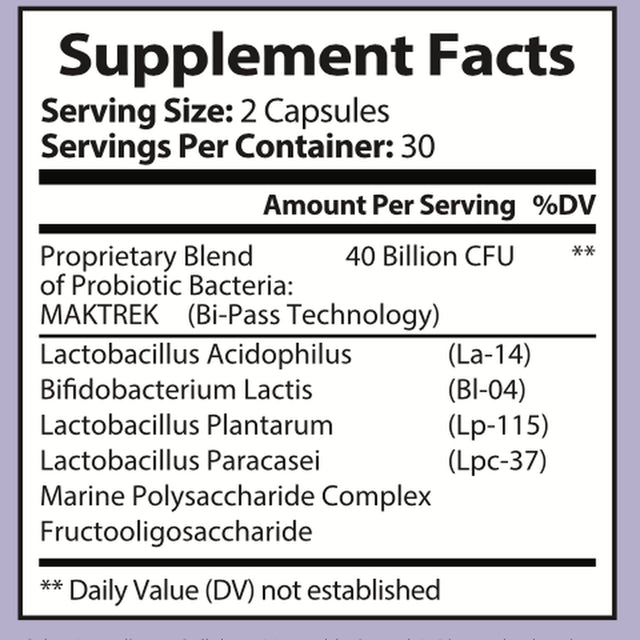 Healthy Gut Probiotics: 40 Billion CFU - Women'S Gut Health (60 Vegetable Capsules)