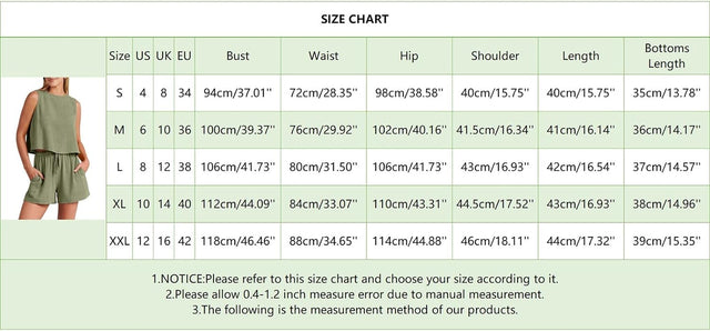 Linen Sets for Women 2 Piece Outfits 2023 Summer Elastic Waist Sleeveless Crop Top Casual Comfy Lounge Sets