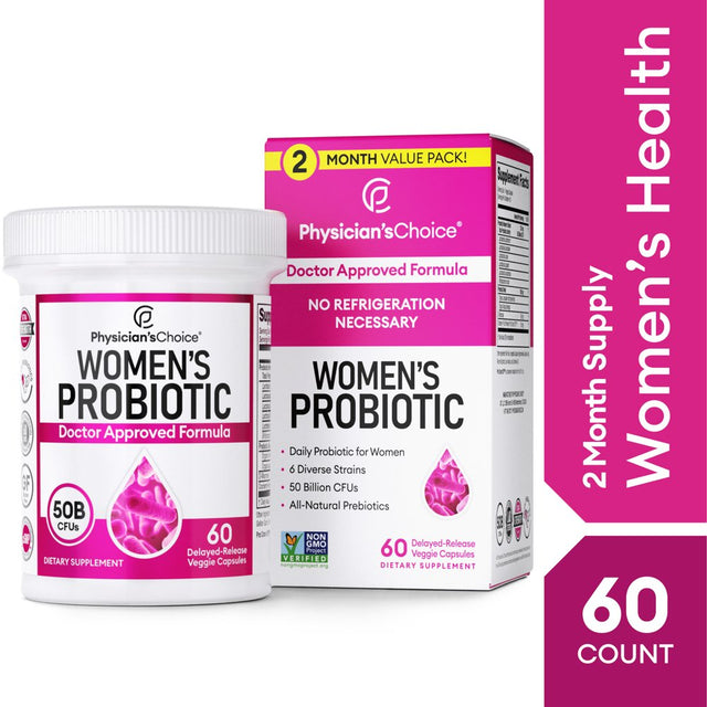 Physician'S Choice Women'S Probiotic 50 Billion CFU Capsules, 60 Count, Digestive, Urinary Health, & Feminine Health