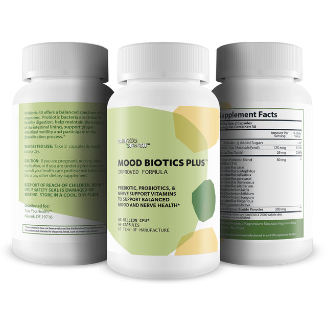 Mood Biotics plus - Our Best Happy Probiotic Mood Support - Mood Boosting Probiotic - Mood Probiotic Brain Support - Gut Brain Health - Mood Probiotics for Women - Mood Probiotics for Men - Synbiotic