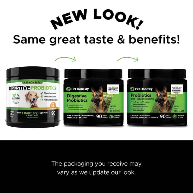 Pet Honesty Dog Digestive Probiotic Gut Health Soft Chews, Pumpkin, 90 Ct