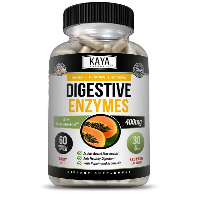 Kaya Naturals Digestive Enzymes W/ Prebiotic & Probiotics, Gas, Constipation & Bloating Relief