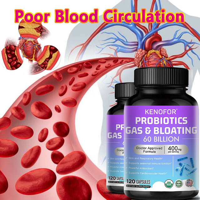 KENOFOR Probiotic Capsules with Lactobacillus Acidophilus, Powerful Antioxidants to Support Skin, Cardiovascular, Digestive, Immune and Respiratory Health