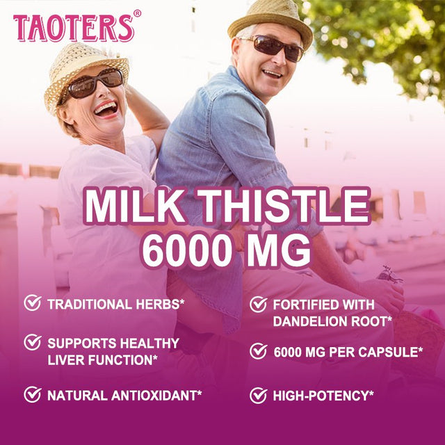 TAOTERS Milk Thistle Extract Capsules, Advanced Liver Support, Powerful Antioxidants, Promote Digestive Health.
