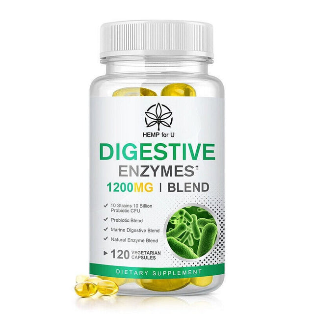 Digestive Enzymes 1200Mg Prebiotic & Probiotics Gas, Constipation & Bloating Relief - 60 Capsules