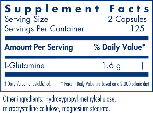Allergy Research Group - L-Glutamine 800 Mg - Amino Acid - Brain and GI Tract Fuel - 250 Vegetarian Capsules