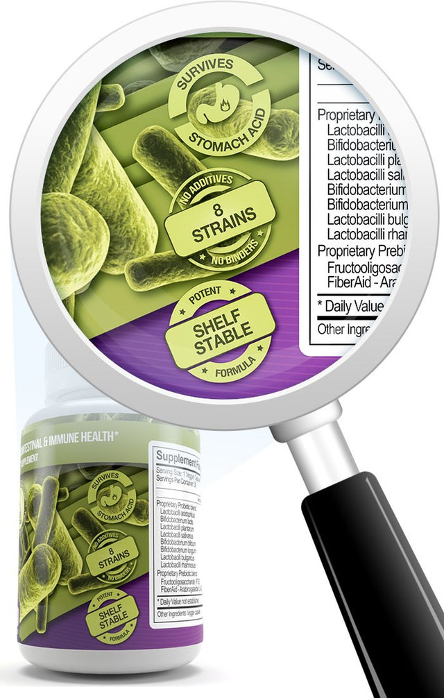 Just Potent Probiotic Supplement :: 35 Billion Cfus per Capsule :: 8 Powerful and Essential Strains :: Guaranteed Potency & Cfus through Expiration :: Survives Stomach Acid