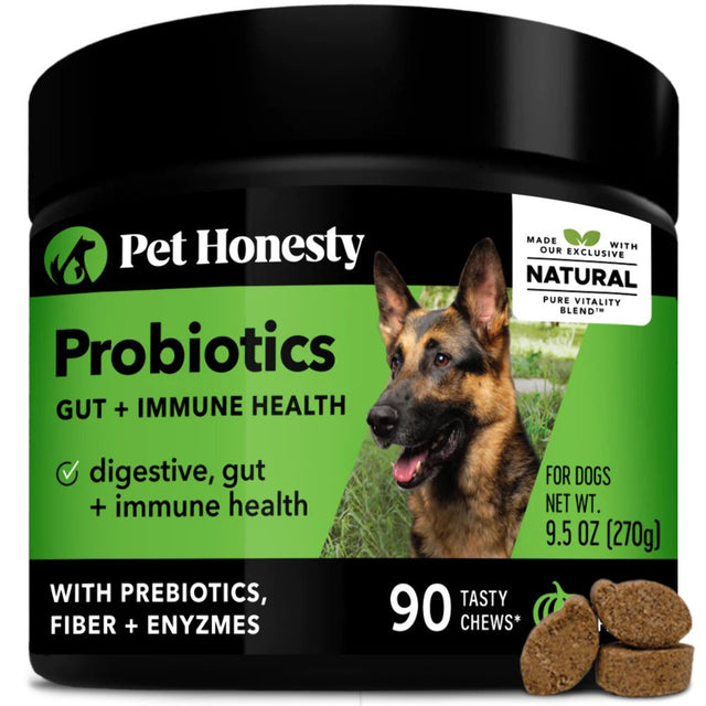 Pet Honesty Dog Digestive Probiotic Gut Health Soft Chews, Pumpkin, 90 Ct