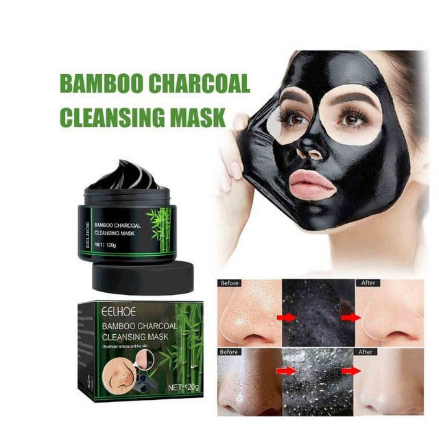 Lingouzi Blackhead Remover Mask, Bamboo Charcoal Peel off Face Mask, Deep Cleansing Black Mask Purifying Peel-Off Mask, Suction Blackhead Remover Mask