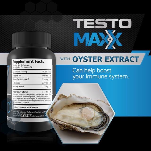 Testo Maxx - All Natural Testosterone Booster - Burn Fat, Build Lean Muscle, and Improve Performance - 60 Caplets