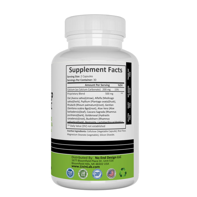 Livin Lab Gut Sweep Probiotic | Colon Detox | Cleansing + Probiotic | Weight Loss | for Men & Women | 60 Capsules