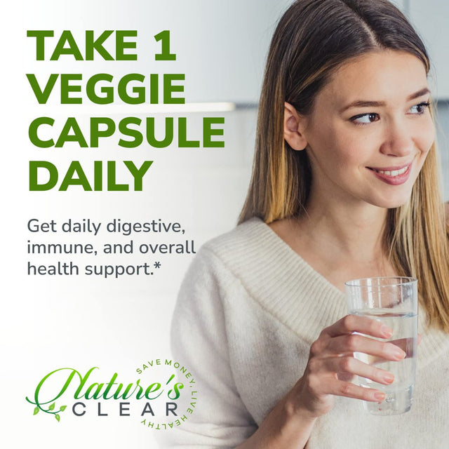 Nature'S Clear Probiotic plus Supplement, Premium Digestive Support 60 Capsules