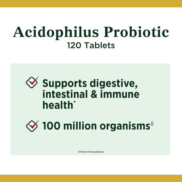 Nature’S Bounty Acidophilus Probiotic Supplement, 120 Tablets