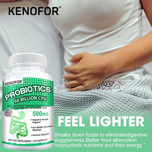 KENOFOR Probiotic 50 Billion for Women and Men with Lactobacillus Acidophilus for Digestive, Colon and Immune Support Daily Gas Relief Dairy-Free