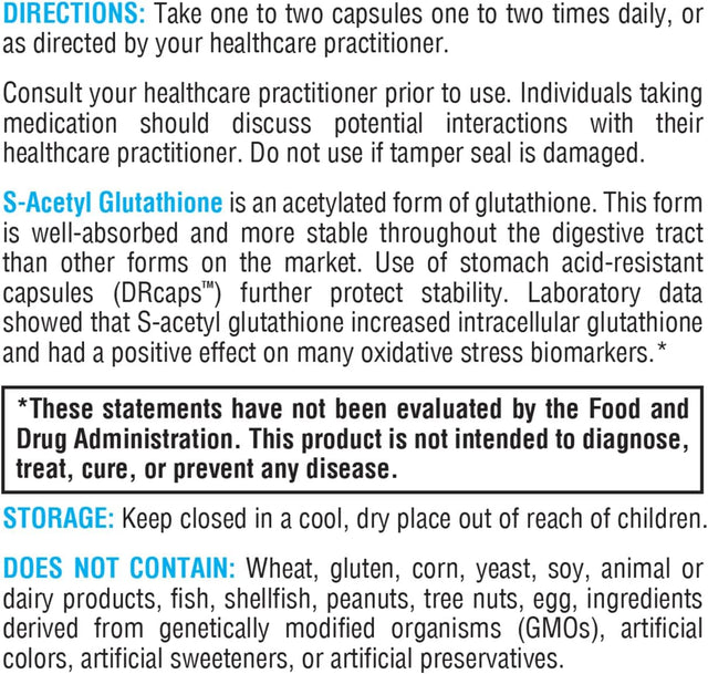 XYMOGEN S Acetyl Glutathione - Superior Absorption Acetylated Glutathione Supplement with Stomach Acid-Resistant Capsules - Healthy Aging, Cellular, Antioxidant + Immune Support (60 Capsules)