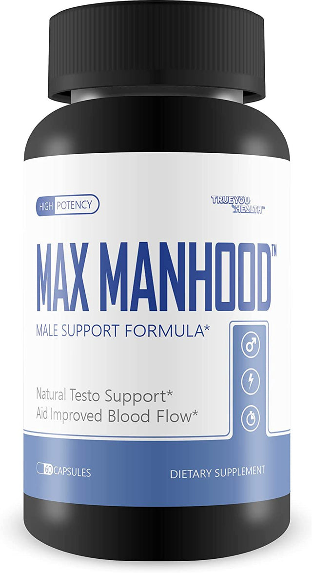 Max Manhood Testosterone Booster Pills - Aids in Improved Muscle Growth, Performance, & Nutrient Delivery - with L-Arginine for Blood Flow - 60 Count