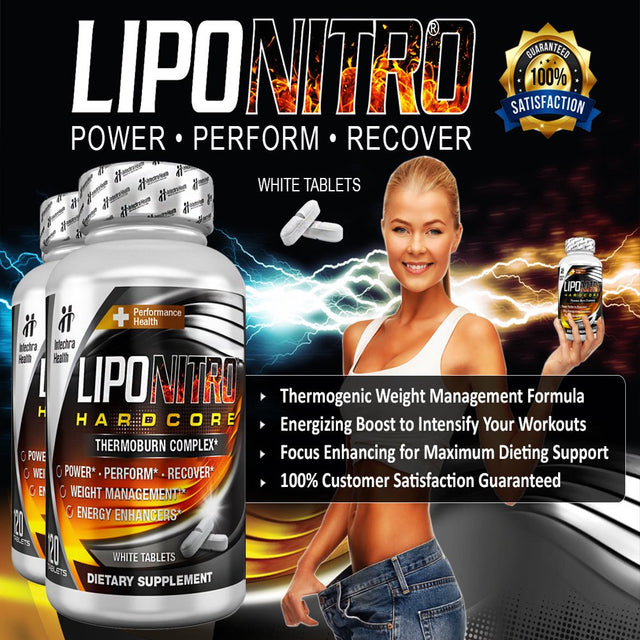Liponitro Thermo-Burn Diet Pills with Nitro Energy, 120 Tablets - Intechra Health