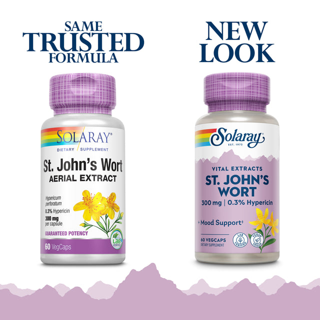Solaray St Johns Wort Aerial Extract 300 Mg, Once Daily | Mood & Brain Health Support | 0.3% Hypericin | 60Ct