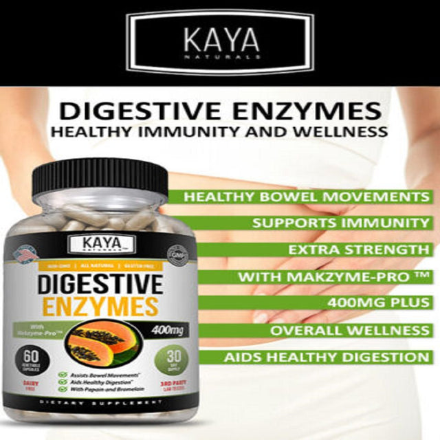 Kaya Naturals Digestive Enzymes W/ Prebiotic & Probiotics, Gas, Constipation & Bloating Relief