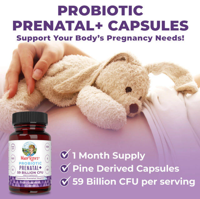 Maryruth Organics | Probiotic Prenatal+ | 59 Billion CFU | Vitamin D3, Iron, Folate | Vegan, Non-Gmo | 60 Capsules |