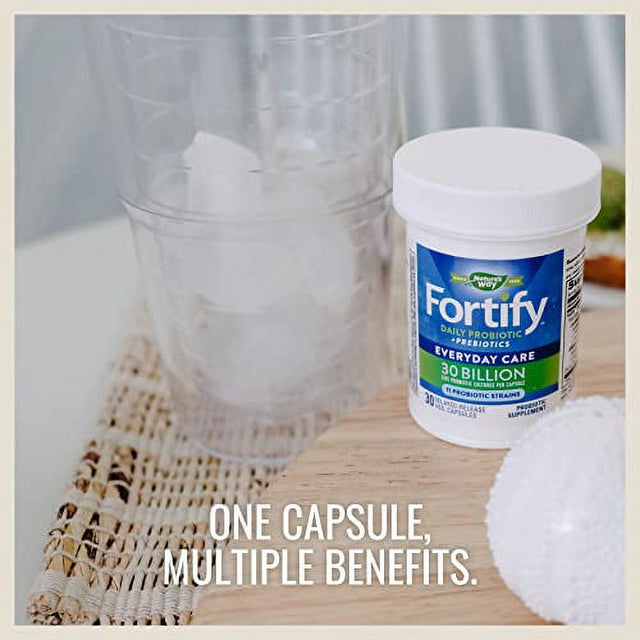 Nature’S Way Fortify Daily Probiotic for Adults, 30 Billion Live Cultures, 10 Strains, Prebiotics, 30 Capsules