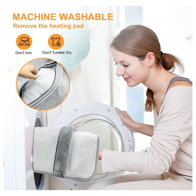 Double Sided Foot Warmer,Electric Feet Heating Pads for Women and Man with Non-Slip & Machine Washable,Electric Heated Foot Warmers with 8 Hrs Timer for Bed,Under Desk,Office,Home & Neuropathy,Grey