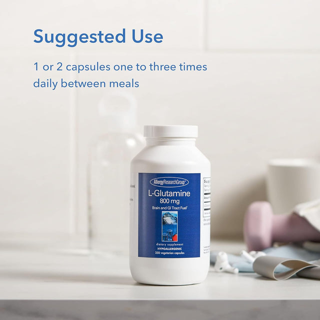 Allergy Research Group - L-Glutamine 800 Mg - Amino Acid - Brain and GI Tract Fuel - 250 Vegetarian Capsules