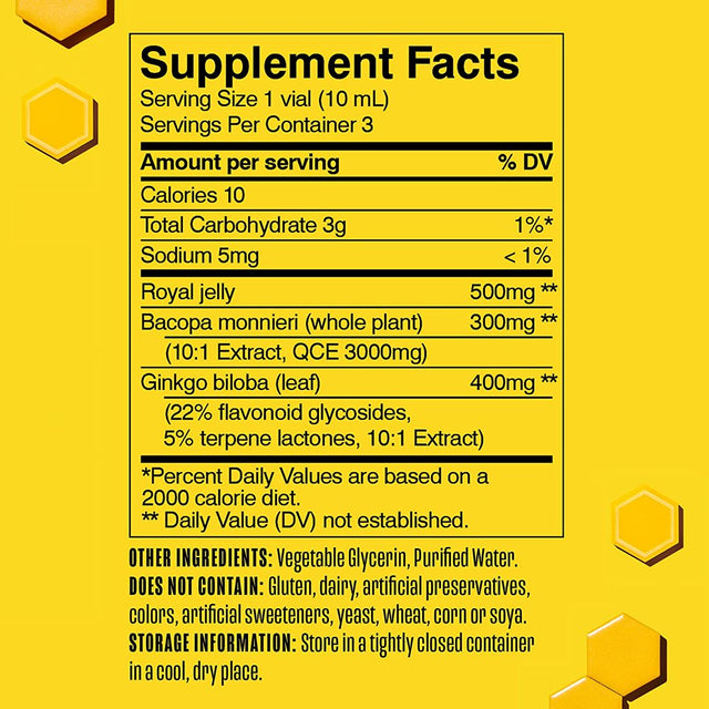 Beekeeper'S Naturals B.Smart Brain Fuel, Memory and Focus Liquid Vials, 3-Pack