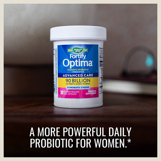 Nature’S Way Fortify Optima Women’S Daily Probiotic, 90 Billion, 15 Strains, Prebiotic, 30 Capsules