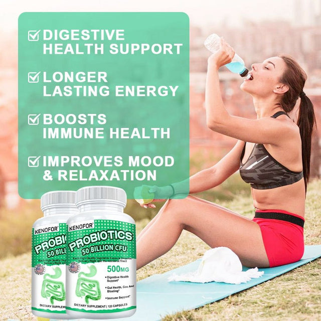 KENOFOR Probiotic 50 Billion for Women and Men with Lactobacillus Acidophilus for Digestive, Colon and Immune Support Daily Gas Relief Dairy-Free