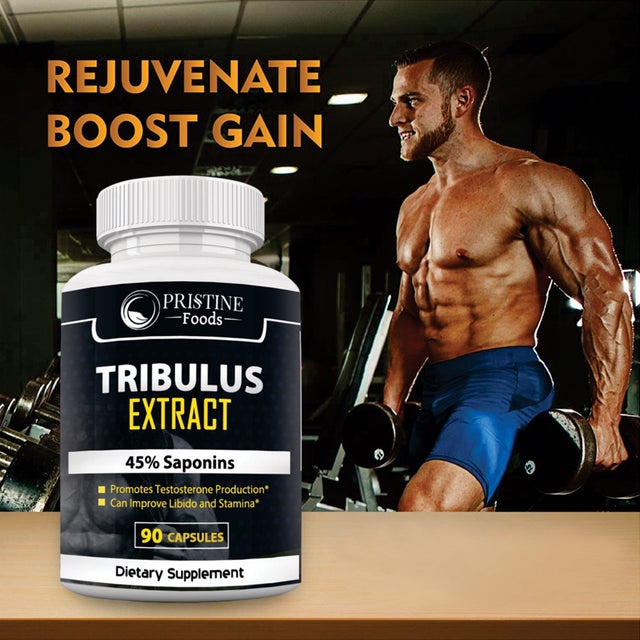 Pristine Pure Tribulus Terrestris 1300Mg with 45% Saponins - the Ultimate Testosterone Booster and Energy Enhancer, 90 Caps.