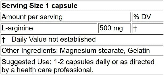 Lifelink L-Arginine | 500 Mg X 100 Capsules | Precursor to Nitric Oxide | Healthy Blood Flow, Heart Health | Gluten Free & Non-Gmo | Made in the USA
